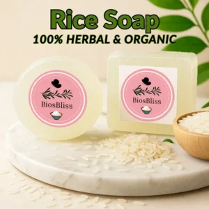 BiosBliss Rice Soap – 100% Organic Herbal Handmade Soap for Brightening, Hydrating & Smooth Skin